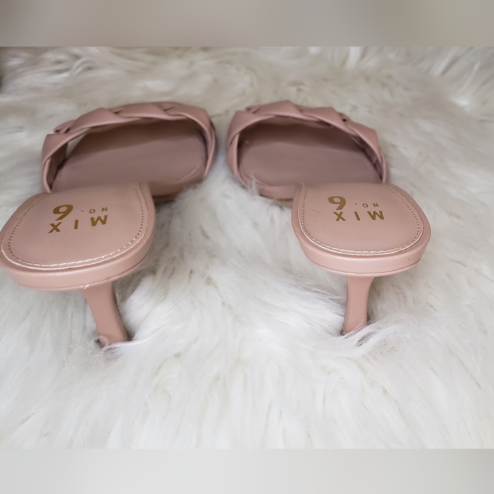 WOMENS NWT 11 TAUPE BRAIDED STRAPPY SQUARE OPEN TOE KITTEN HEELS ELANDRA SANDAL - Picture 6 of 12